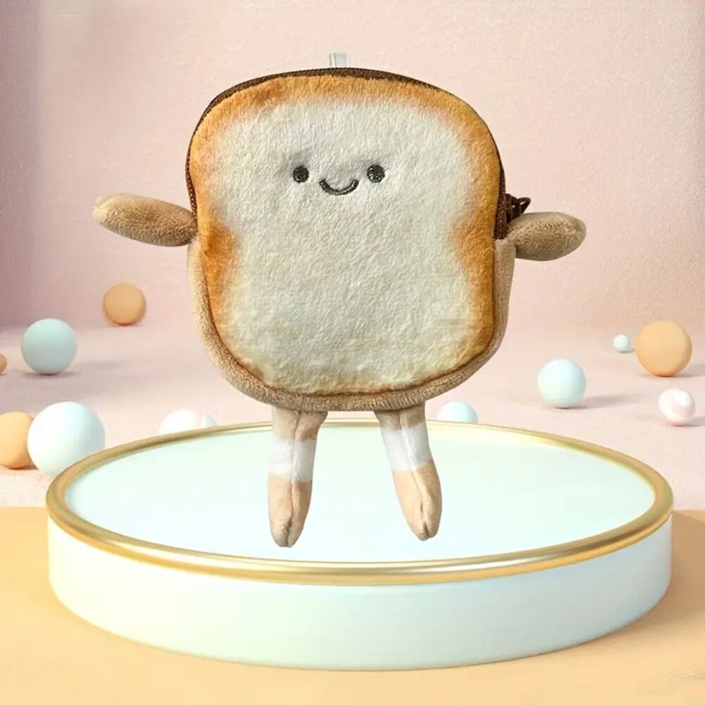 Toast Coin Purse, Cartoon Cute Portable Earphone Bag, Creative Small Pouch - Picture 4 of 4